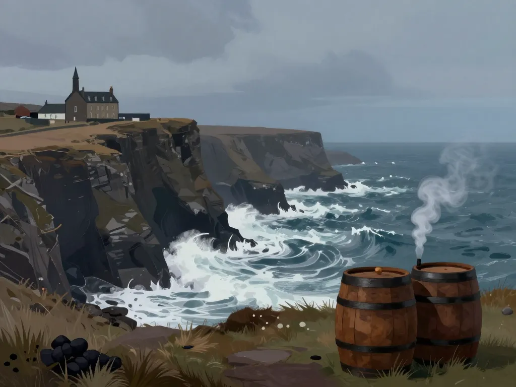 lagavulin single malt style écossais et paysage distillerie