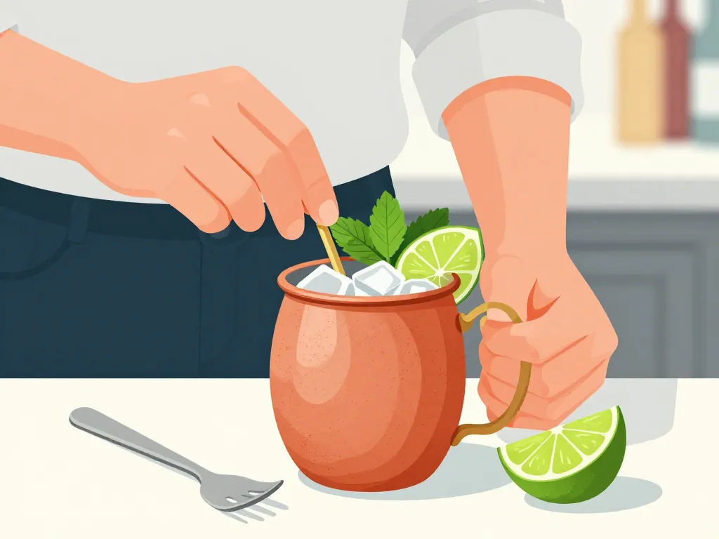 London mule présentation mains garniture menthe citron vert