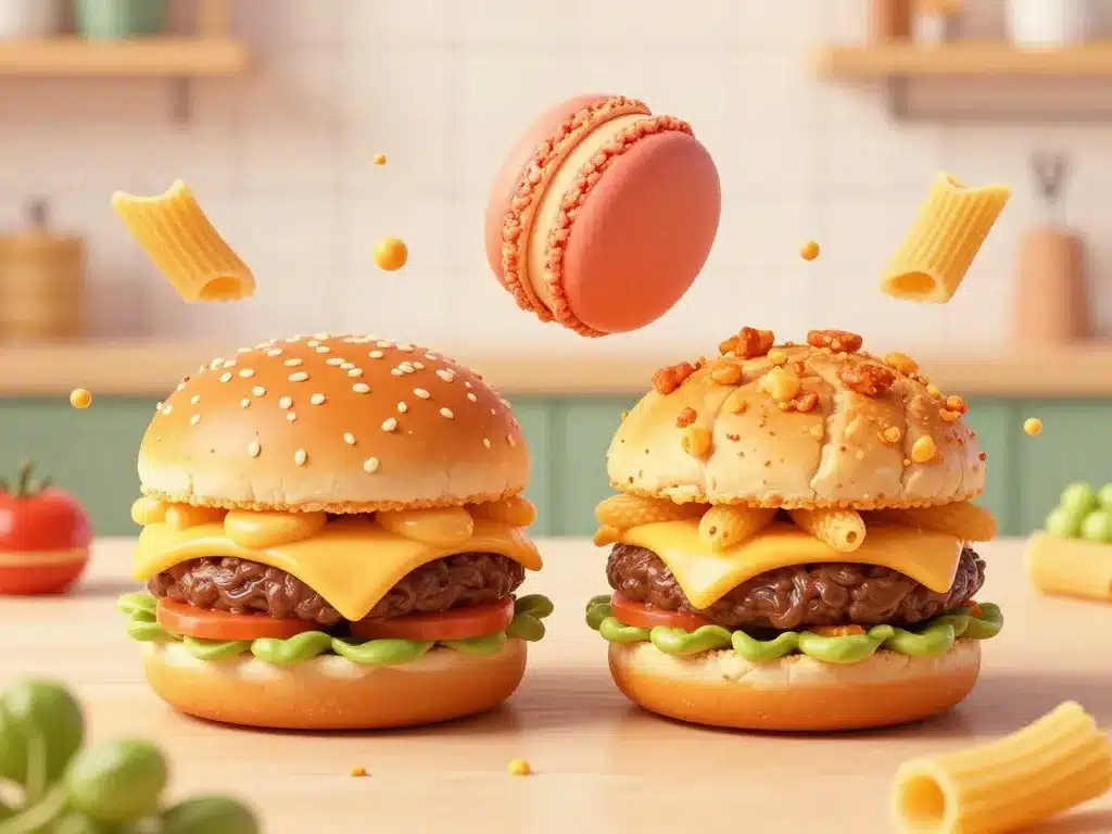 différentes variantes de macaroni burgers