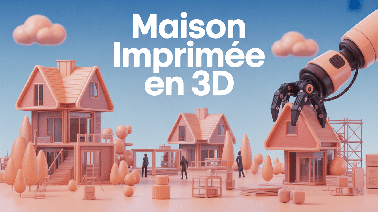 maison imprimée en 3d paysage futuriste avec robot