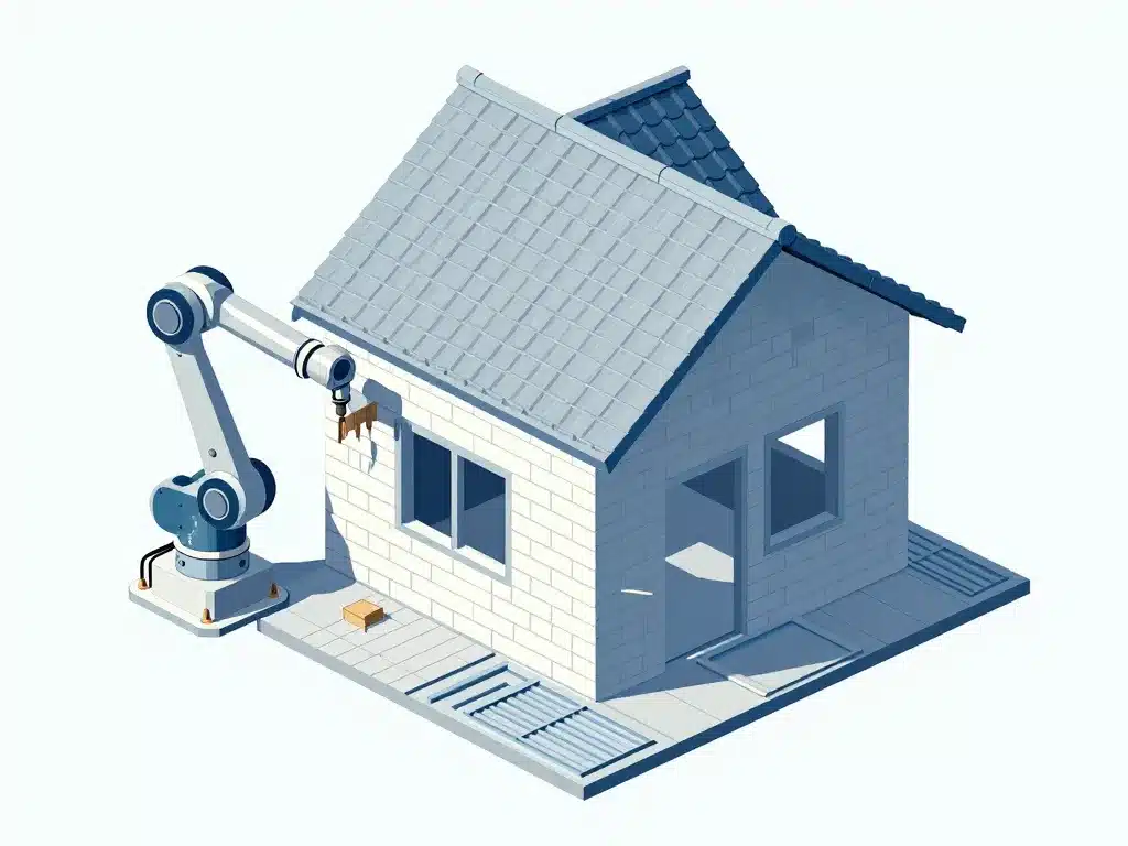 maison imprimée en 3d processus robot murs toit traditionnel