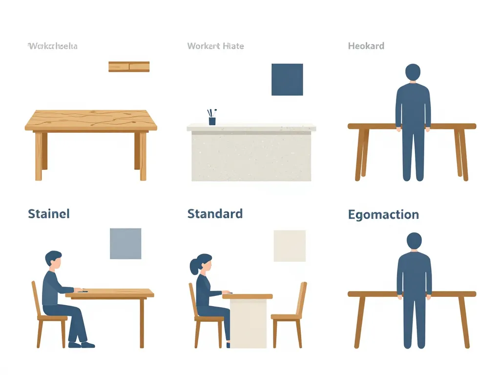 matériaux et dimensions ergonomiques meuble avec plan de travail