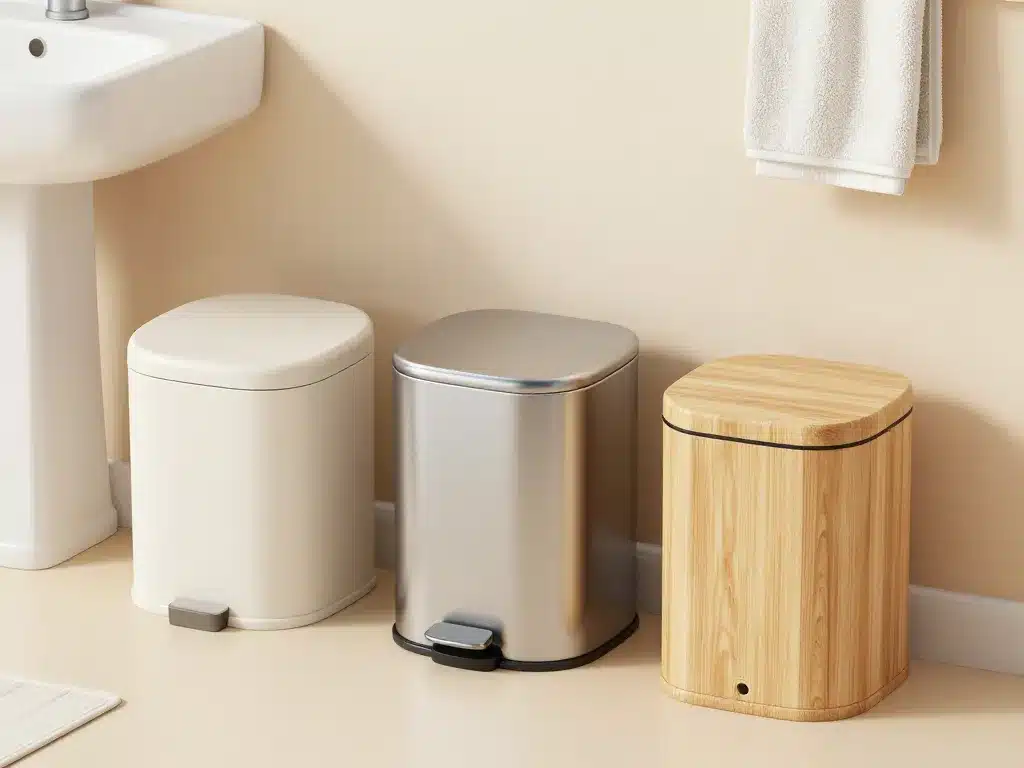 mini poubelle salle de bain matériaux ouverture compacte