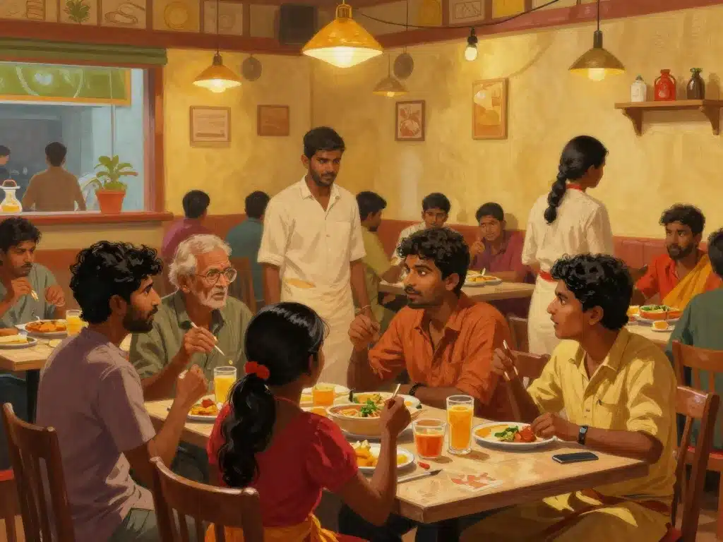 clients muniyandi vilas restaurant scene animée