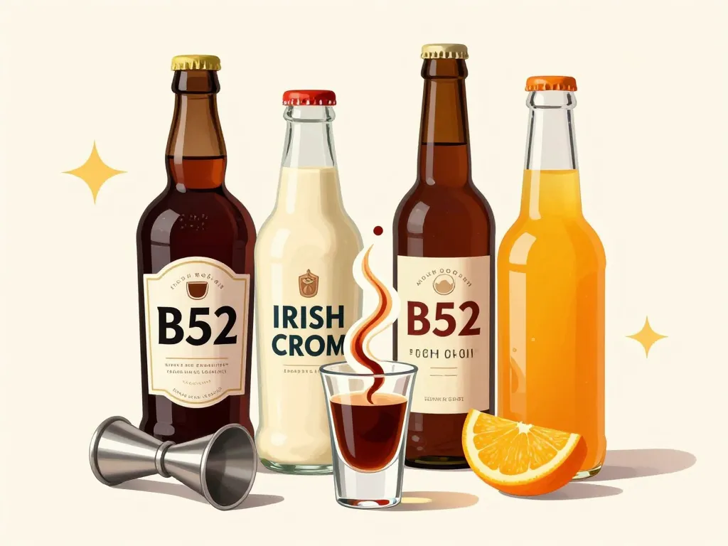 Ingrédients originaux du b52 drink shot illustrés