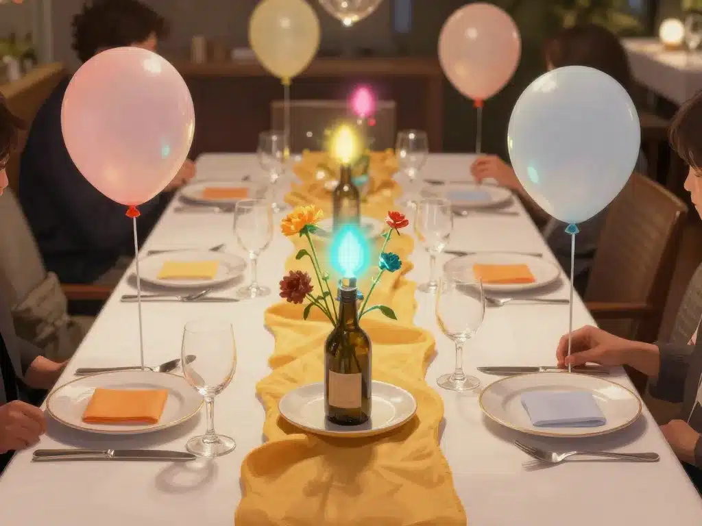 Table d'anniversaire au restaurant décorée et festive