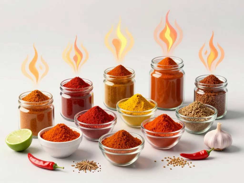 poudre chili variantes, intensité, ingrédients visibles