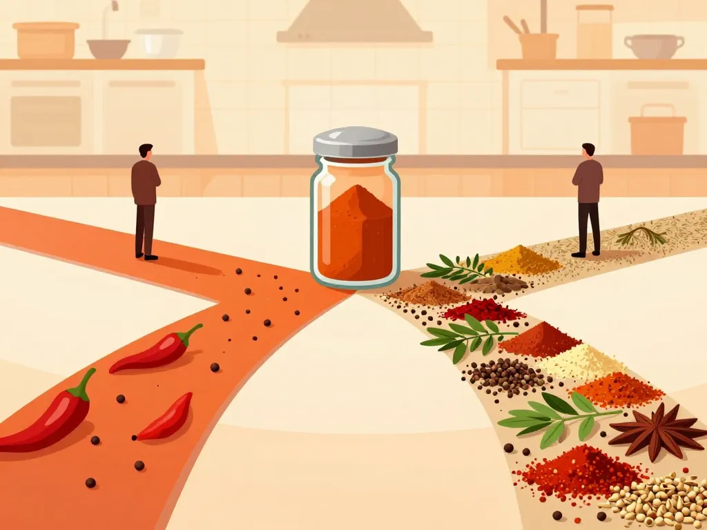 symbole poudre chili mélange et pur, choix cuisine
