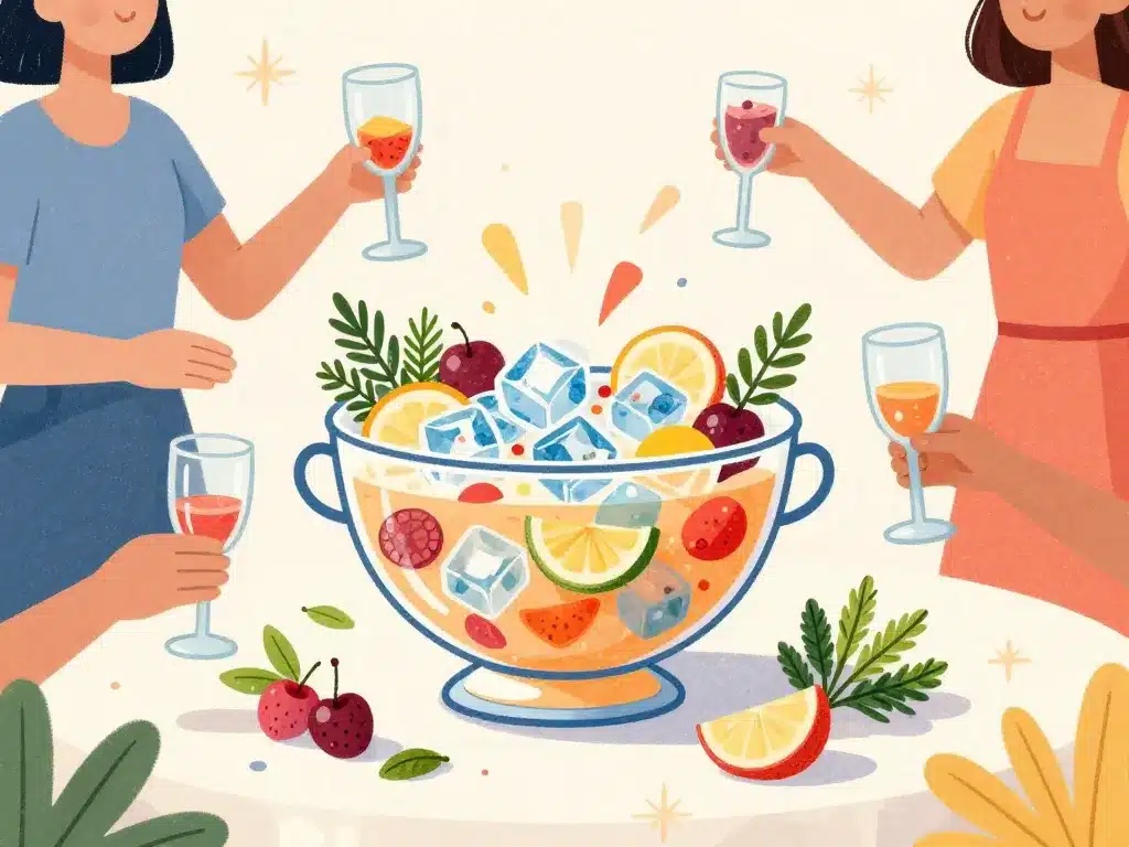 Punch sans alcool cocktail table décorée