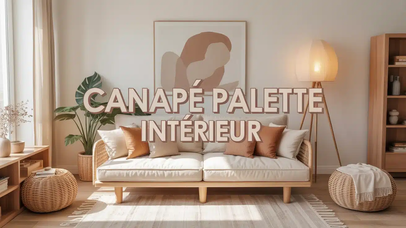 Canapé palette intérieur modulable dans salon chaleureux