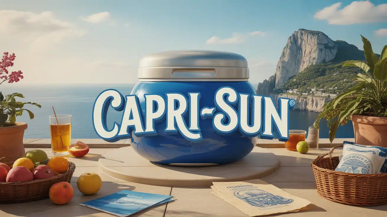 Illustration Capri Sun poche souple avec fruits et nature