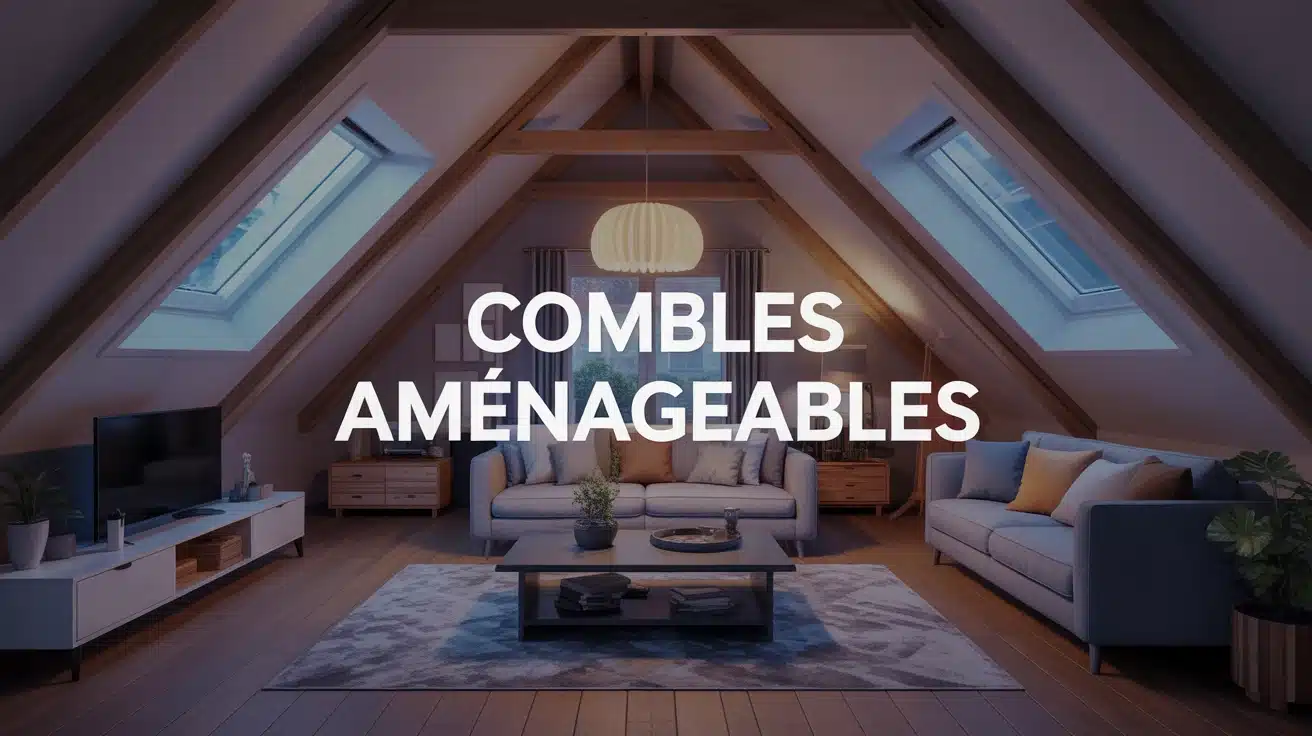 Illustration combles aménageables avec isolation et mobilier