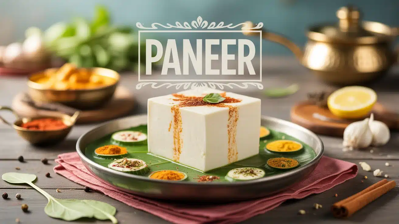 cube de paneer blanc avec epices indiennes colorées
