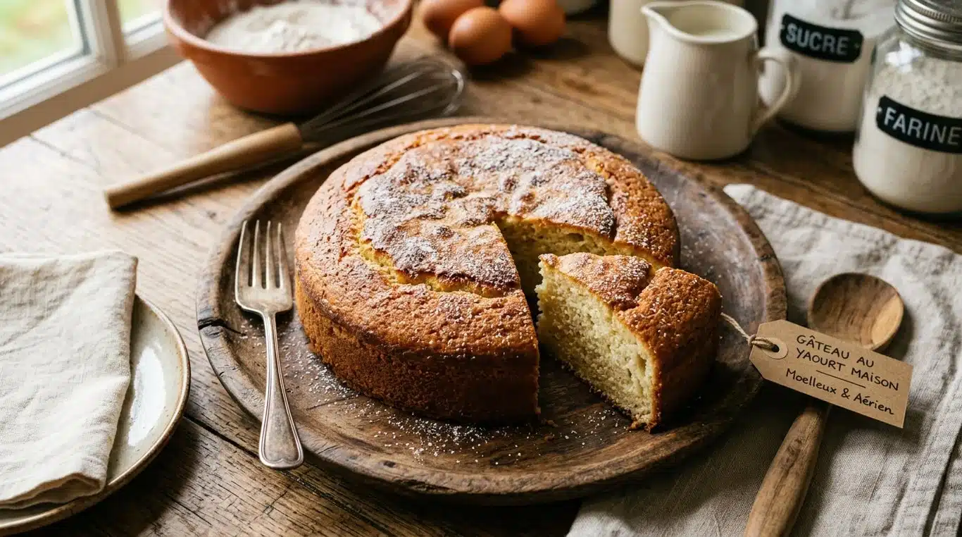Gâteau au yaourt maison prêt à être dégusté