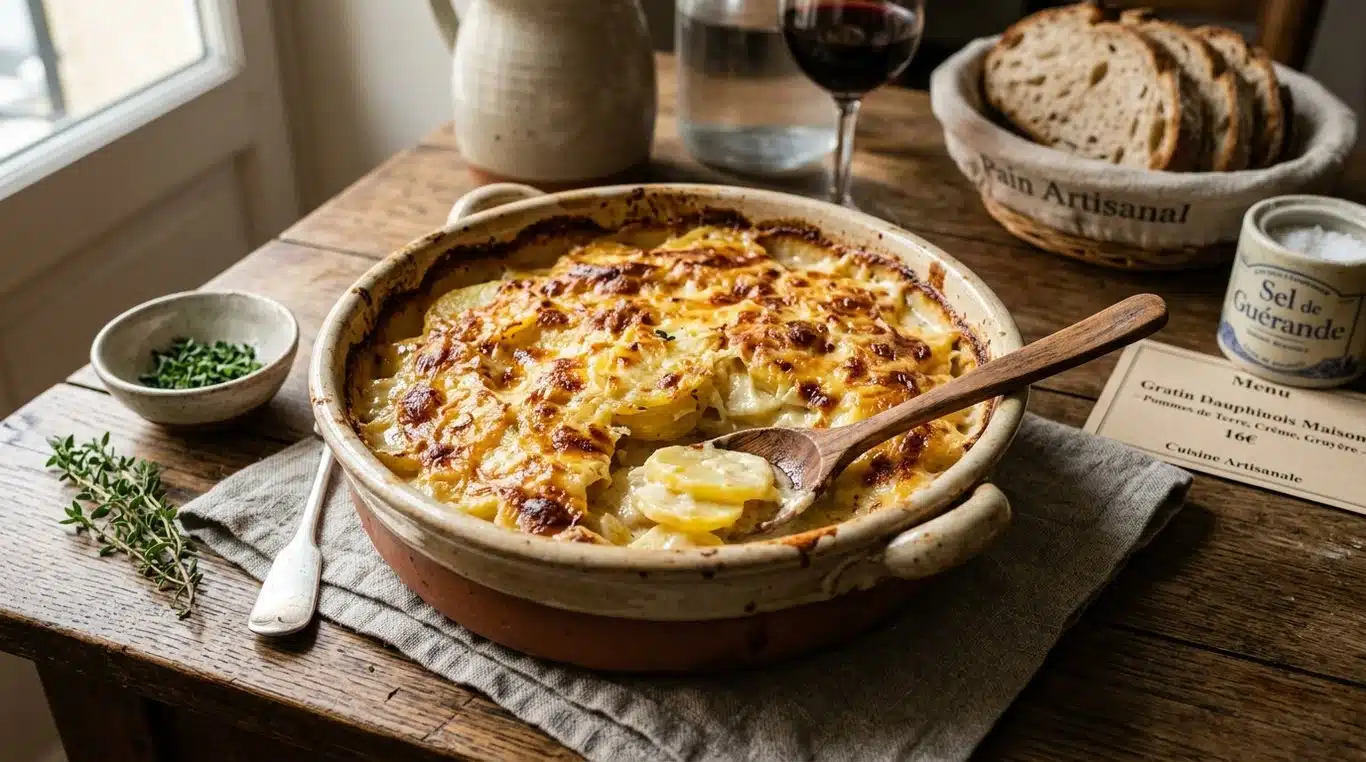 Gratin dauphinois traditionnel doré au four.