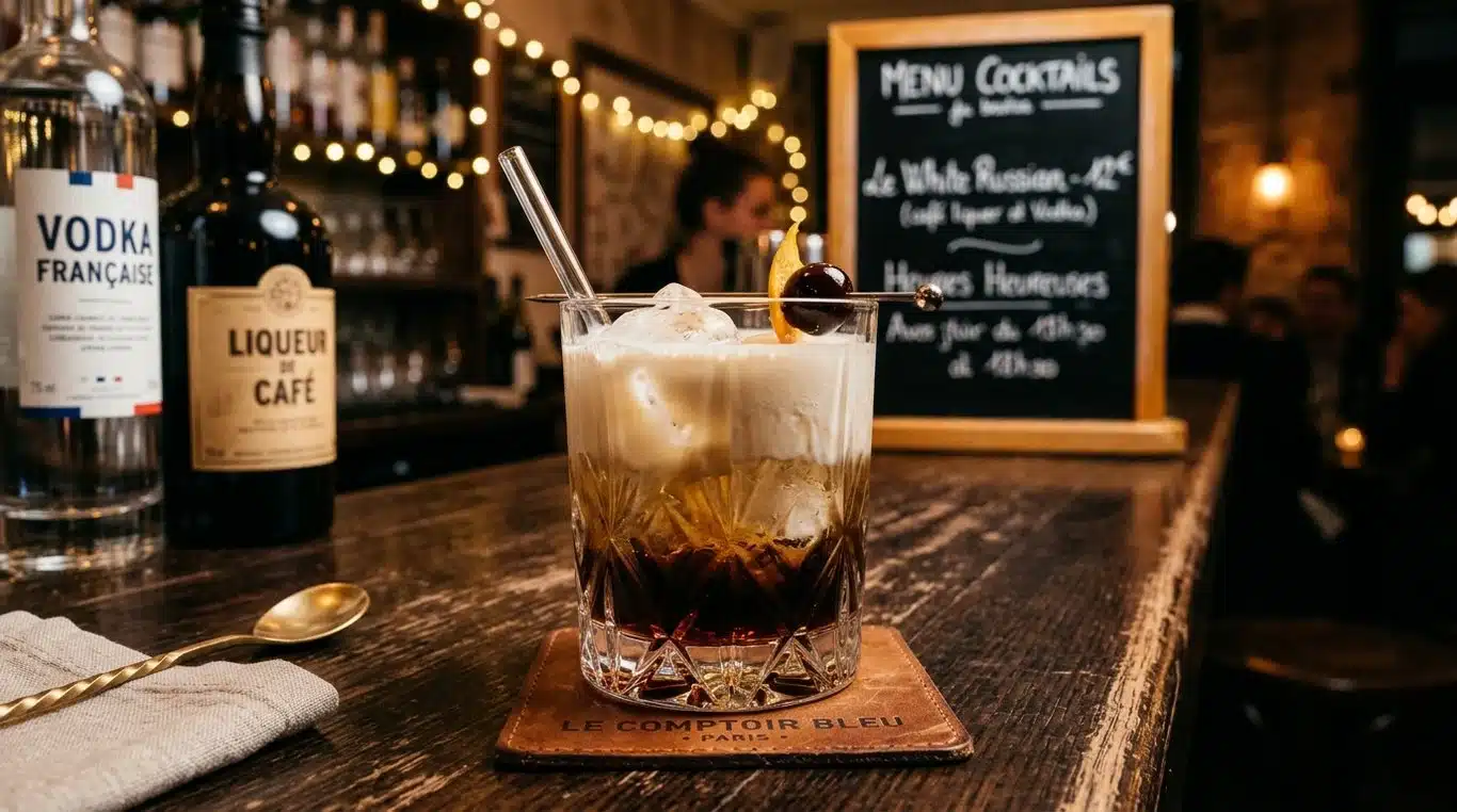 Cocktail White Russian classique dans un verre Old Fashioned