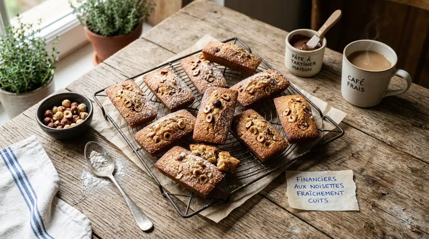Financiers aux noisettes fraîchement préparés