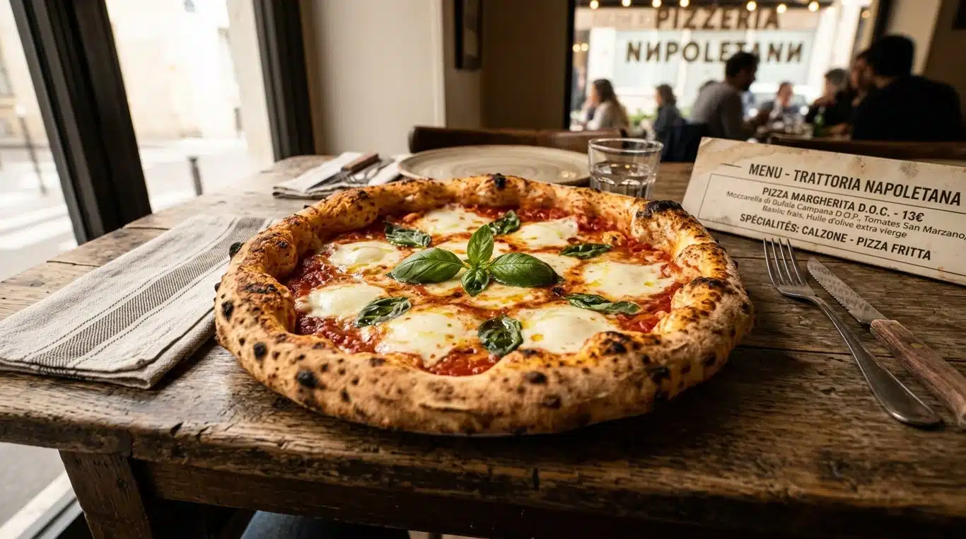 Pizza napolitaine artisanale sortie du four