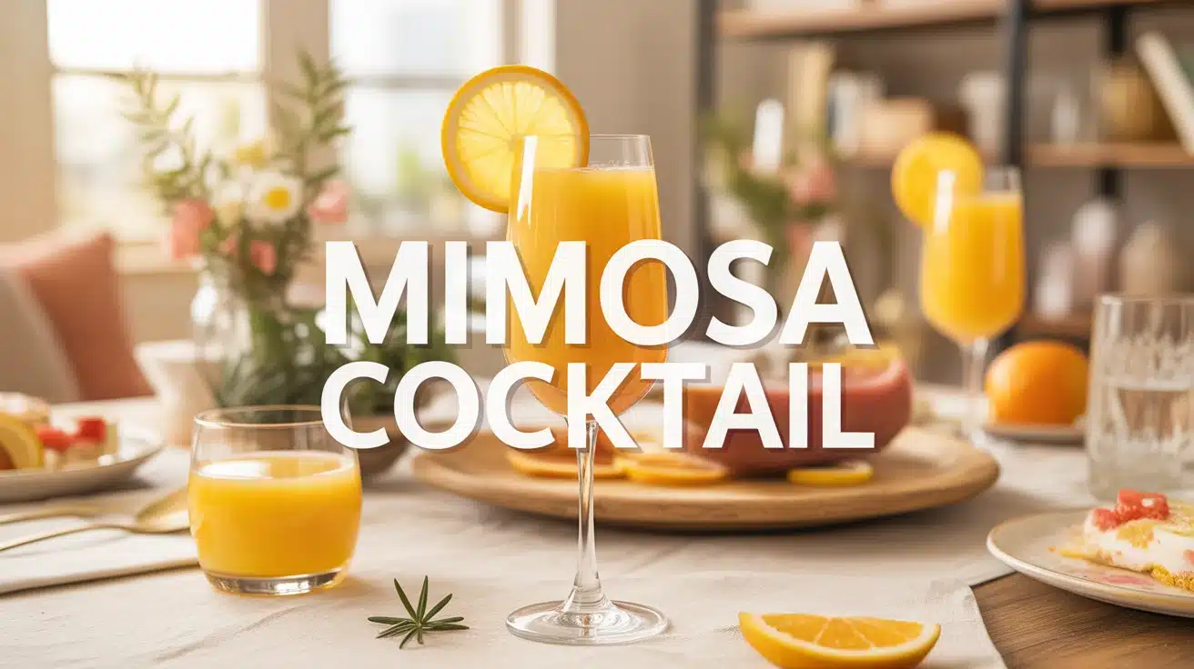 Verre de Mimosa cocktail sur table de brunch