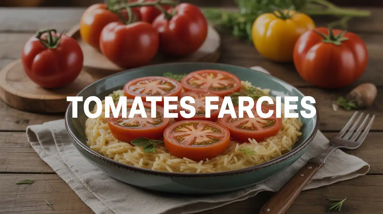 plat de tomates farcies sur lit de riz