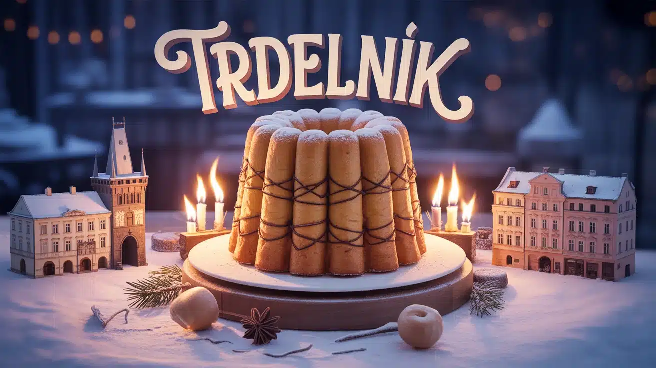 Trdelnik suspendu au-dessus des braises à Prague