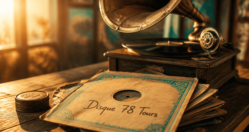 disque 78 tours sur gramophone ancien