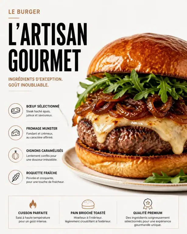 Burger artisanal au Munster, spécialité gourmande à Colmar