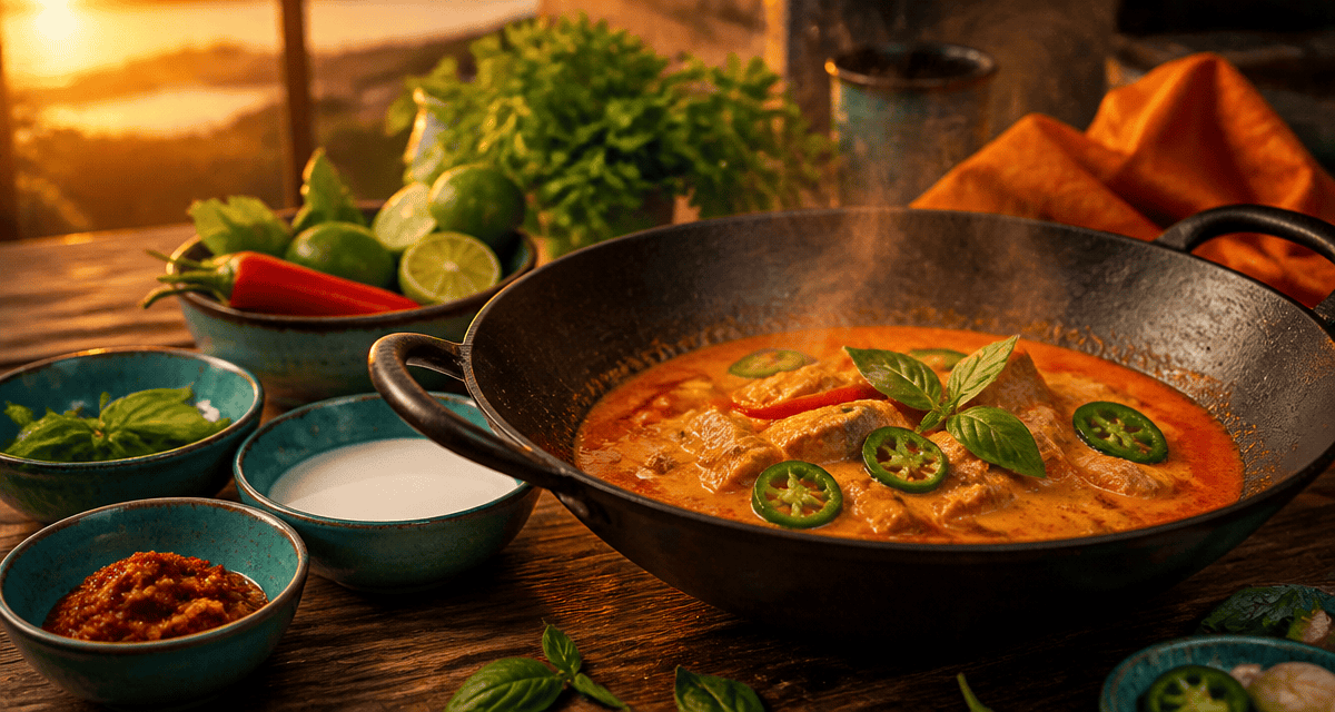 recette avec pate de curry rouge crémeux en wok