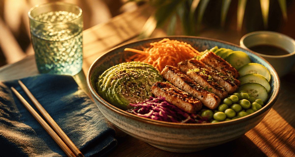 recette poke bowl poulet avec légumes frais