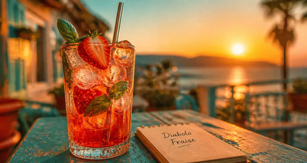 diabolo fraise verre terrasse