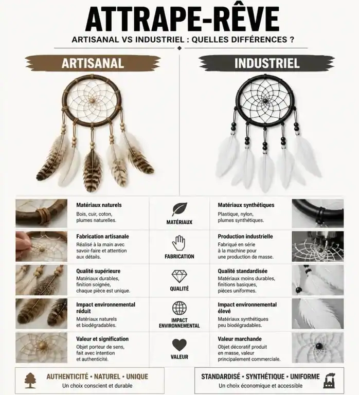 Comparatif entre un attrape-rêve indien artisanal et un modèle industriel pour bien choisir son attrape rêve indien