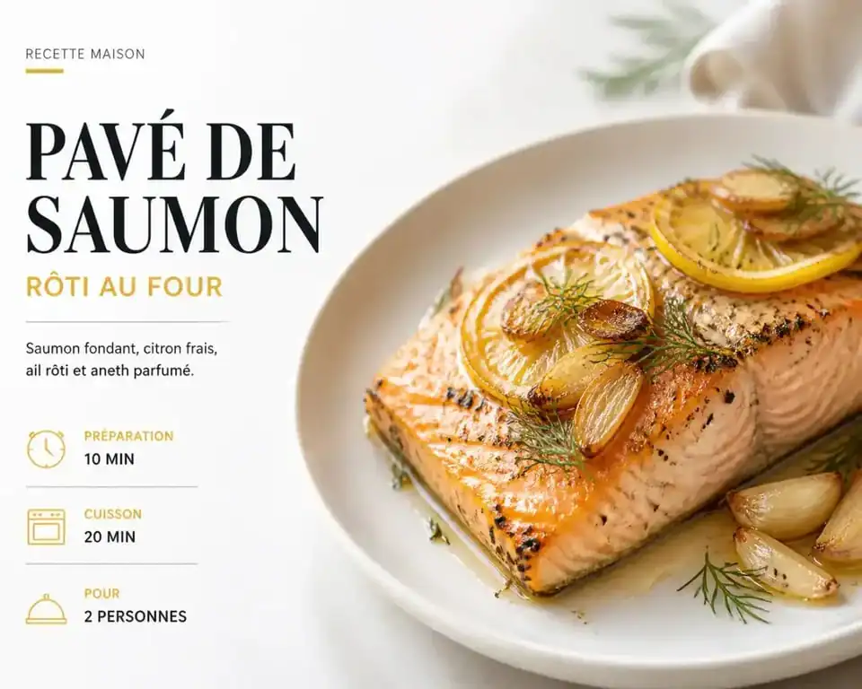 Meilleure recette de saumon au four avec citron et herbes sur une assiette