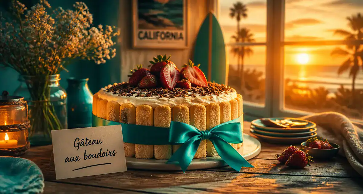 gâteau aux boudoirs charlotte sur table rustique