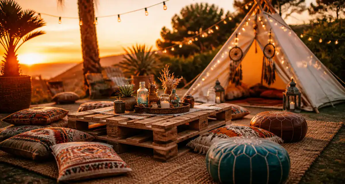 theme coachella table boheme coucher soleil