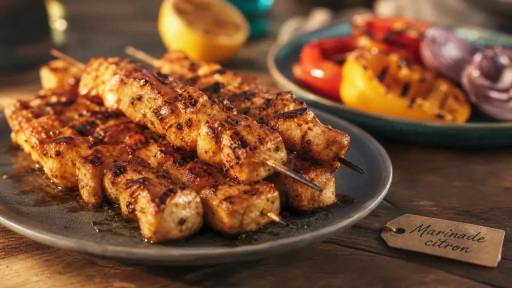 Brochettes de poulet marinées au citron, miel et soja : 1 heure de repos minimum pour une cuisson tendre
