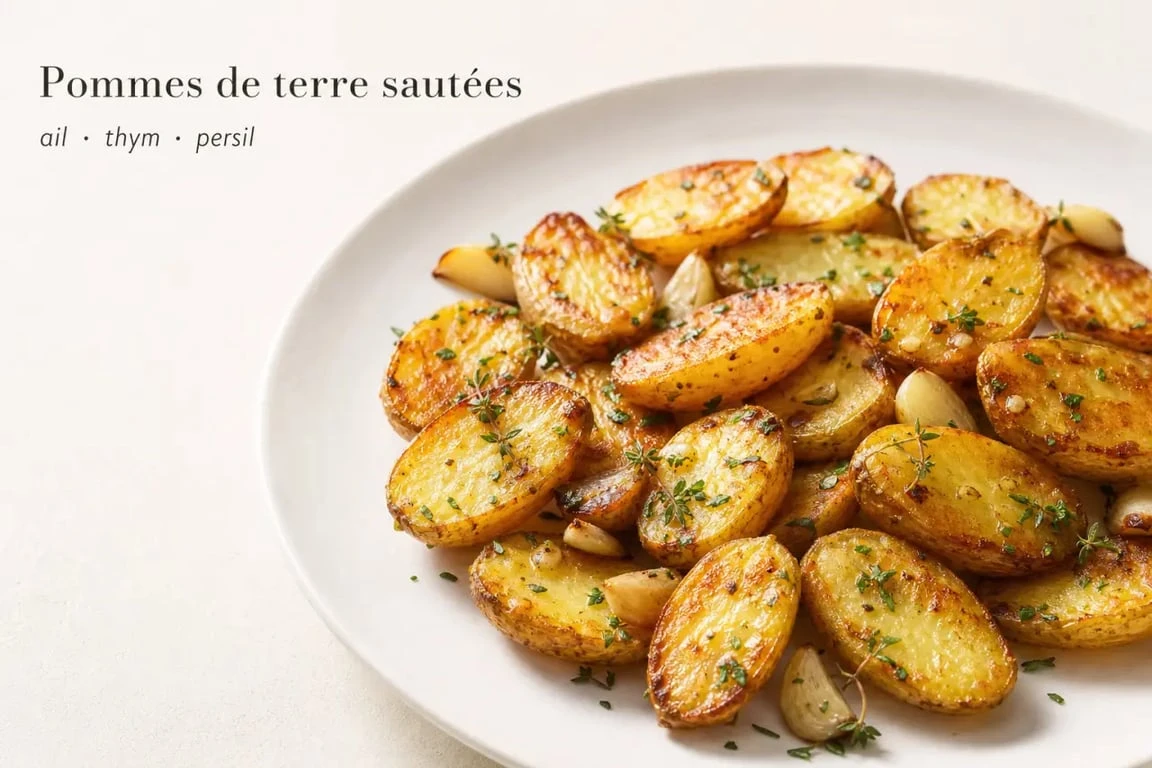Recette pommes de terre sautées dorées et croustillantes en assiette