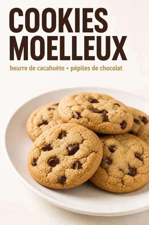 Recette avec beurre de cacahuète : cookies moelleux dorés sur une assiette