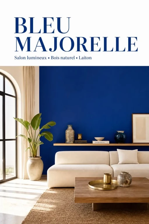 Déco bleu Majorelle dans un salon élégant inspiré de Marrakech