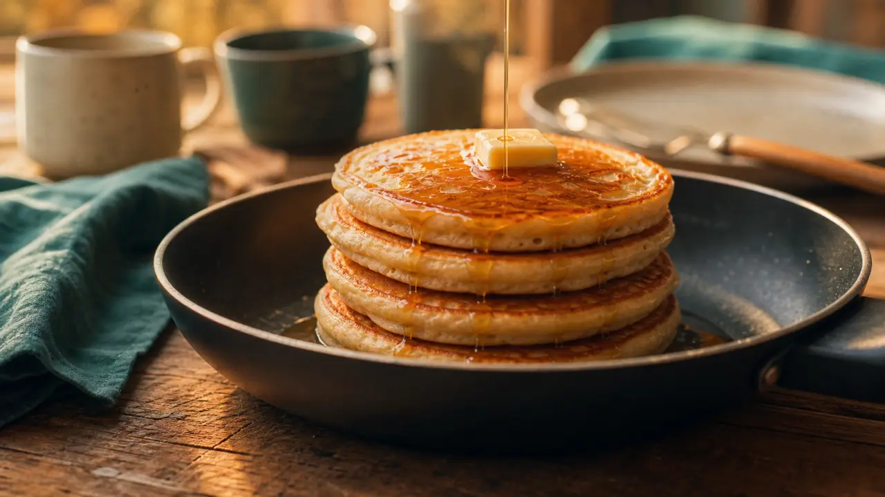 Pancakes recette fluffy, bulles sur le dessus