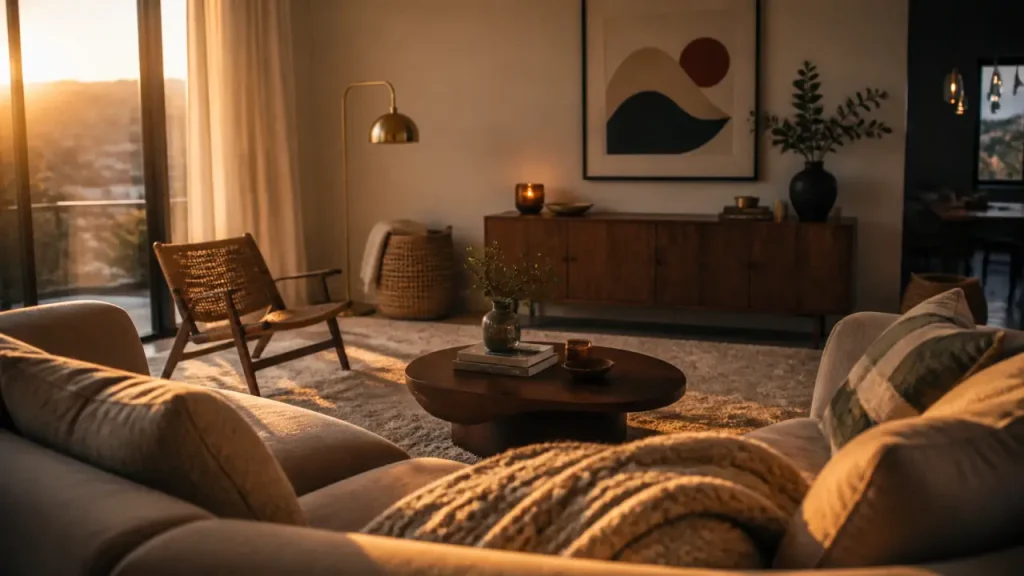 Déco salon 2025 : Mocha Mousse, courbes organiques et erreurs à éviter