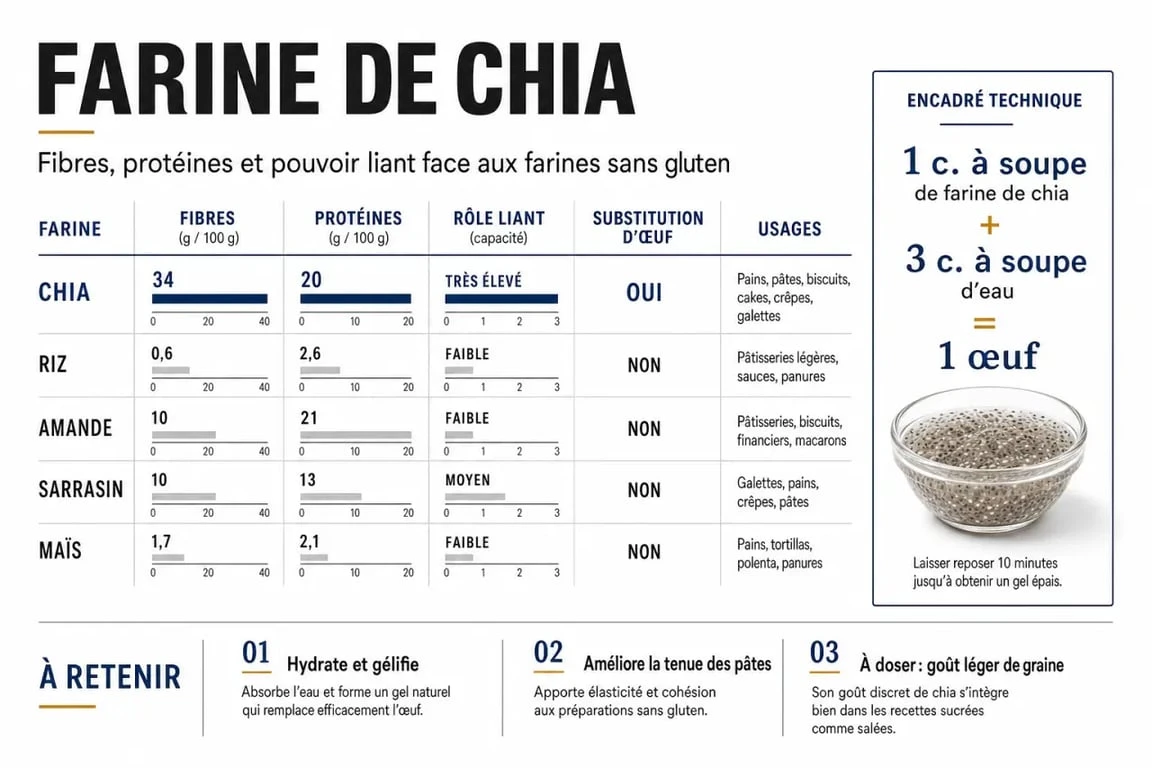 Farine de chia : comparaison nutritionnelle et usages en cuisine