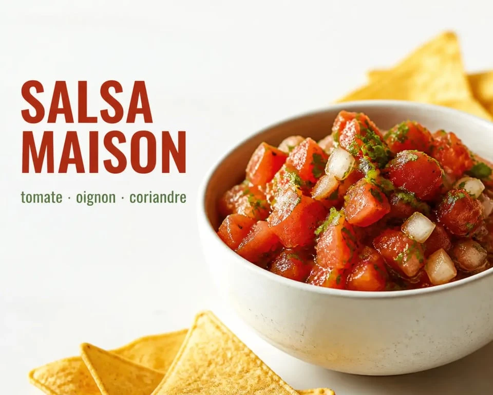 Recette sauce salsa maison servie dans un bol avec nachos