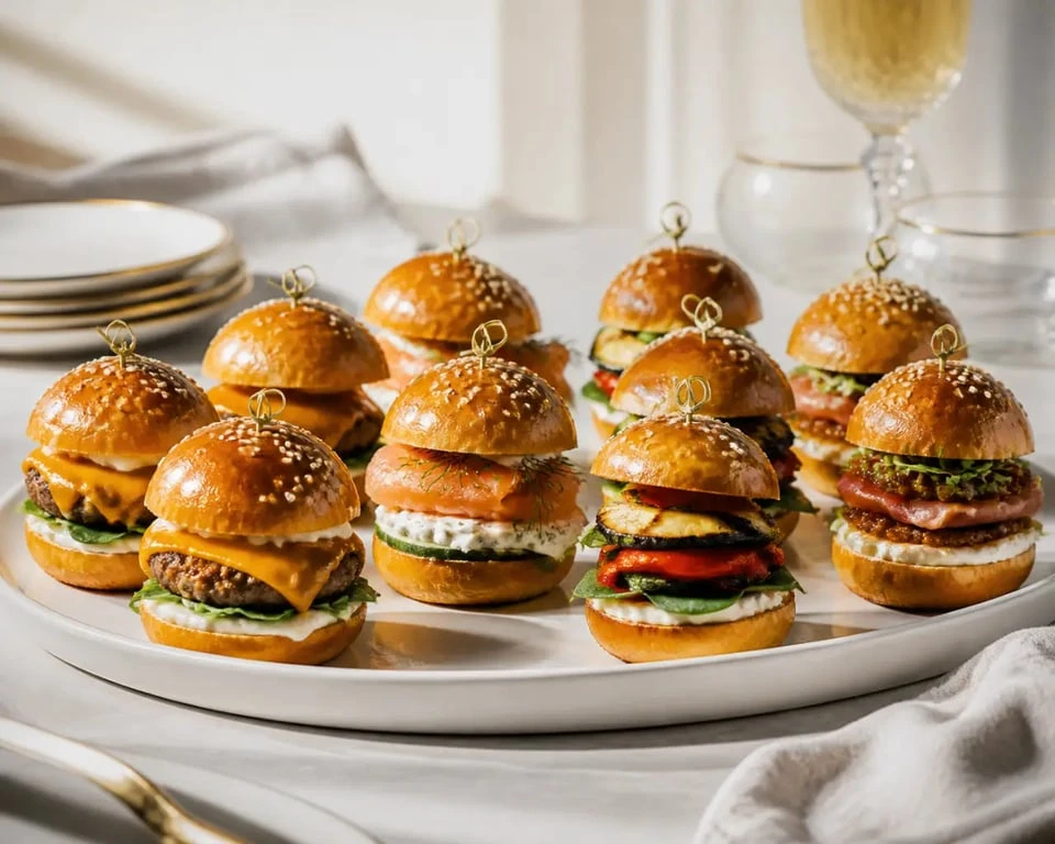 Mini burger apéro idées : plateau de mini-burgers variés pour l’apéritif