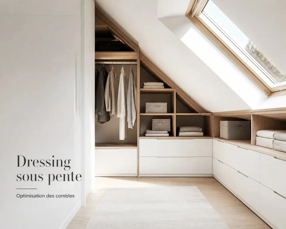 Dressing dijon sous pente dans des combles avec rangements sur mesure