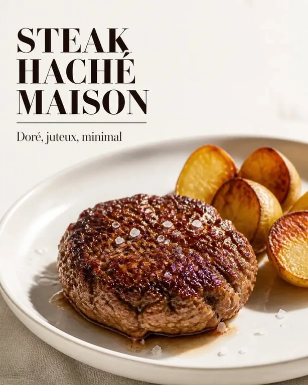Comment faire un steak haché maison doré et juteux dans une assiette