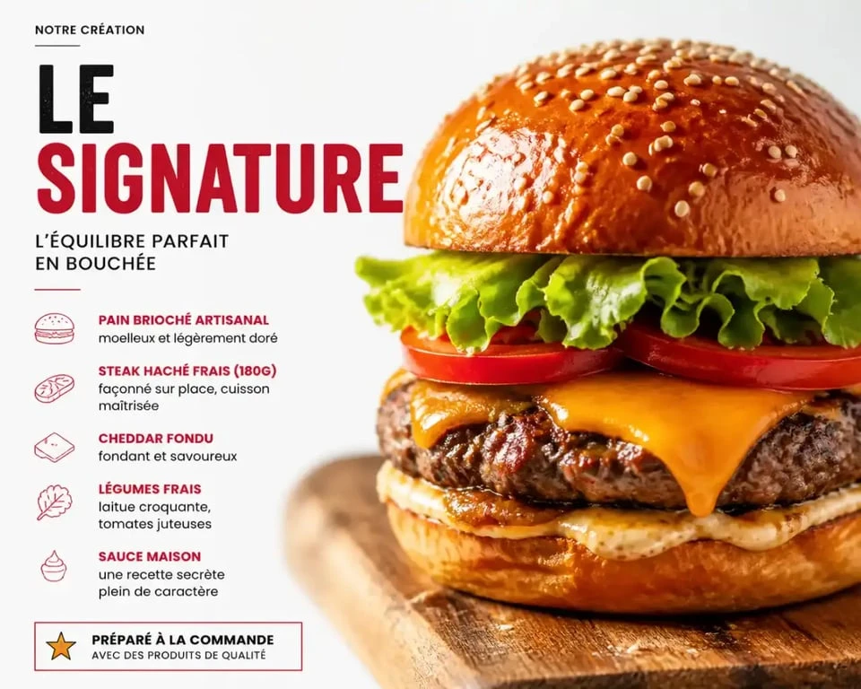 Burger signature dans un restaurant américain à Dijon