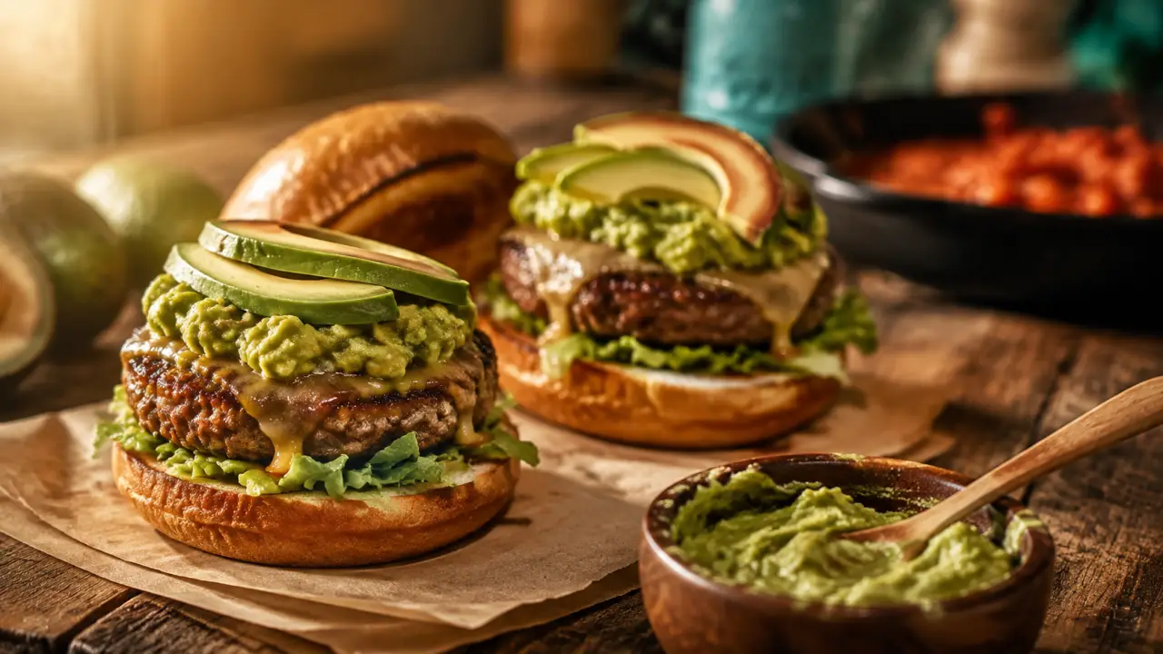 Burger avocat maison, guacamole express et pain moelleux