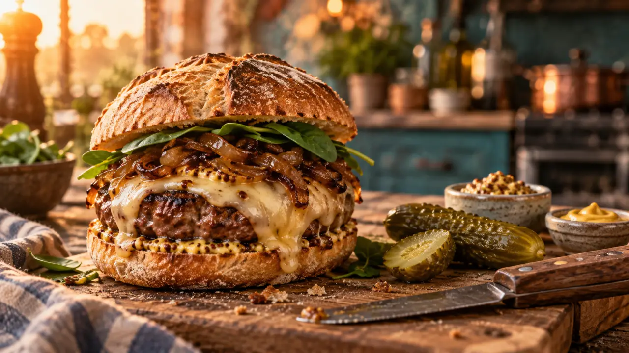 Burger maison dijon au Comté, moutarde de Dijon