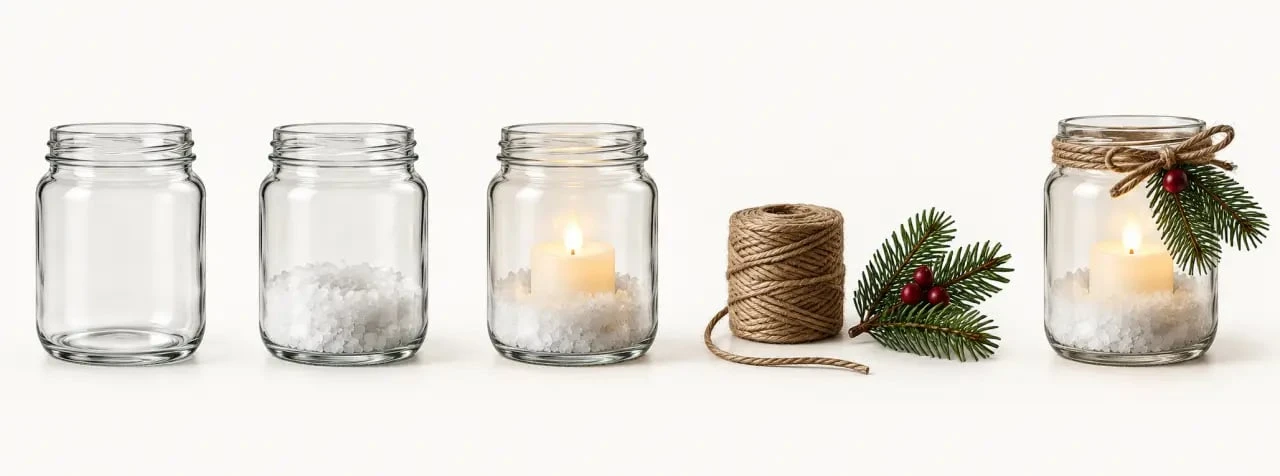 Tutoriel de photophore récupéré pour une déco table de noël pas cher à faire soi même
