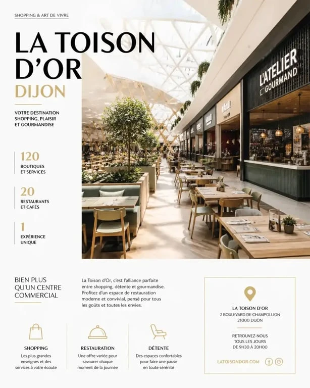 Espace de restauration au centre commercial La Toison d'Or à Dijon